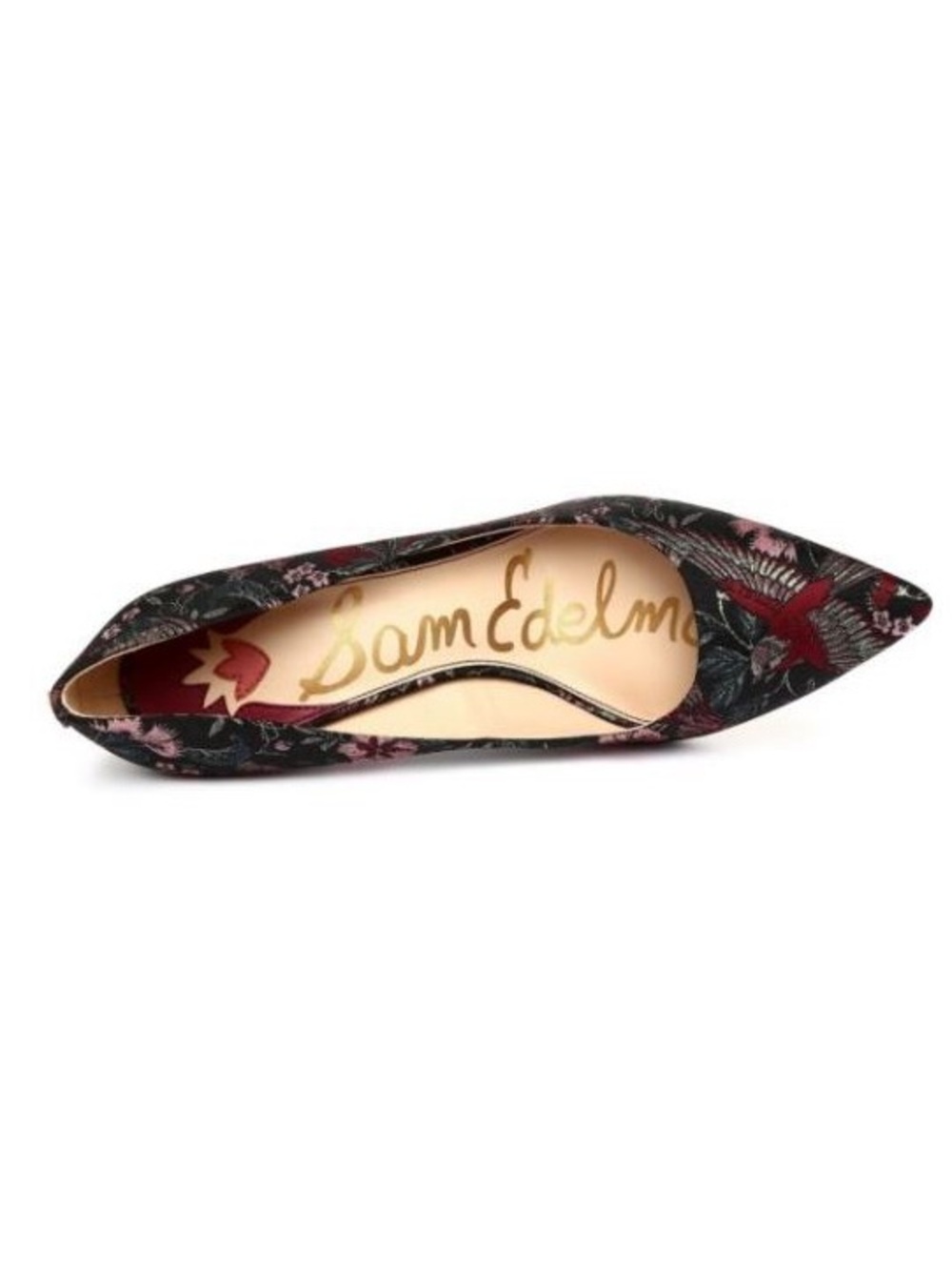 NWOT Sam Edelman Hazel Taper Toe Heeled Pump - Bird Print Fabric - Picture 13 of 14
